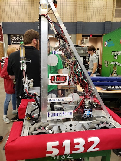 Close up of robot and logo