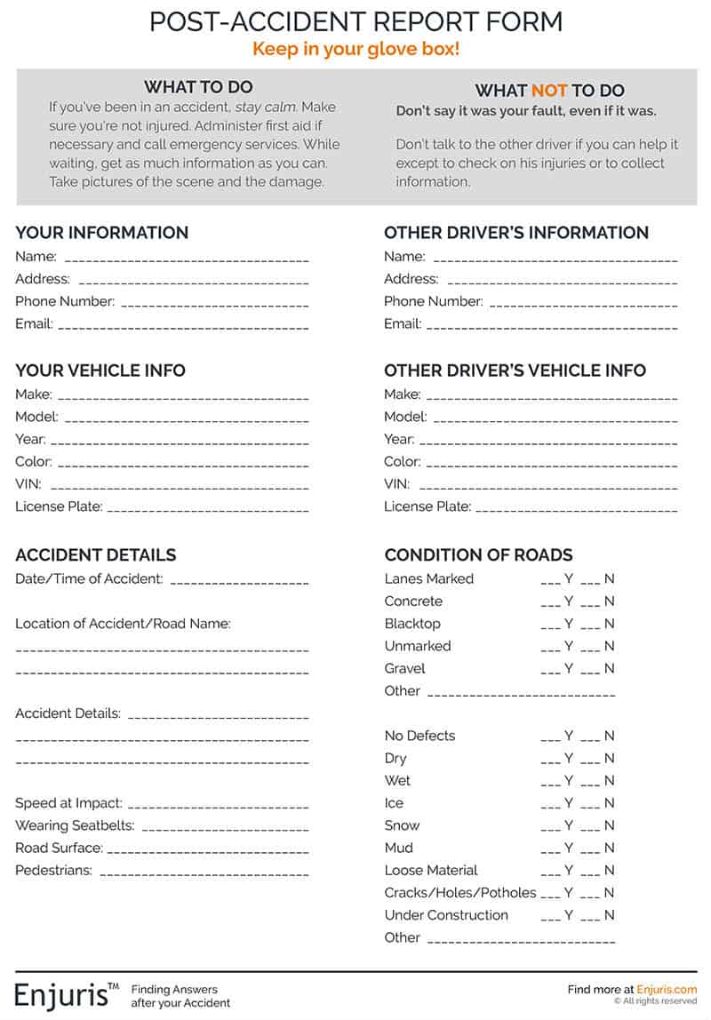 Enjuris post-accident report