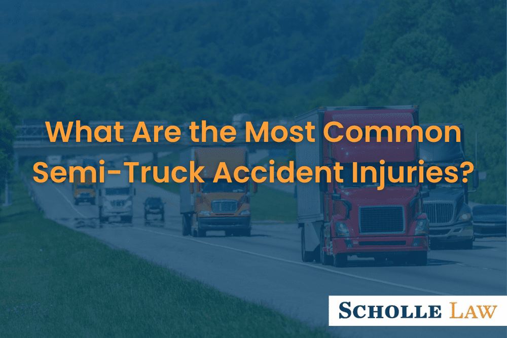 steady flow of semis lead the way down a busy interstate highway, What Are the Most Common Semi-Truck Accident Injuries