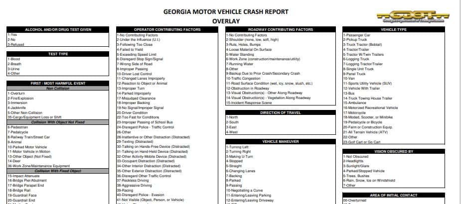 georgia motor vehicle crash report overlay