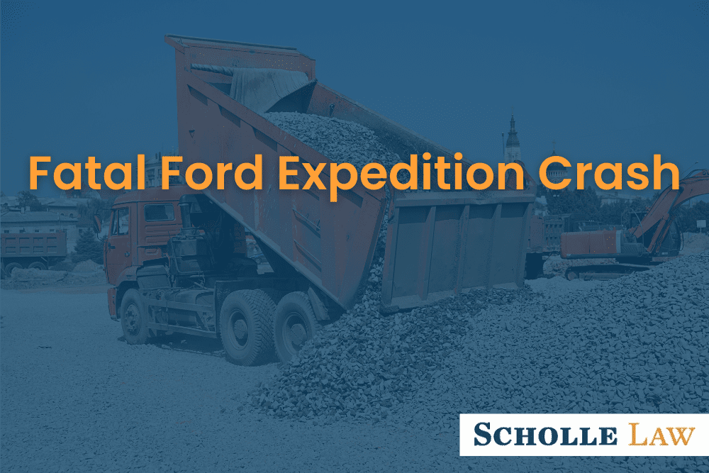 gravel truck unloading gravel, Fatal Ford Expedition Crash
