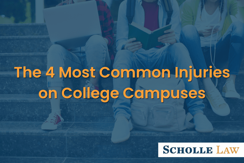 college students studying while sitting outside on building steps, The 4 Most Common Injuries on College Campuses