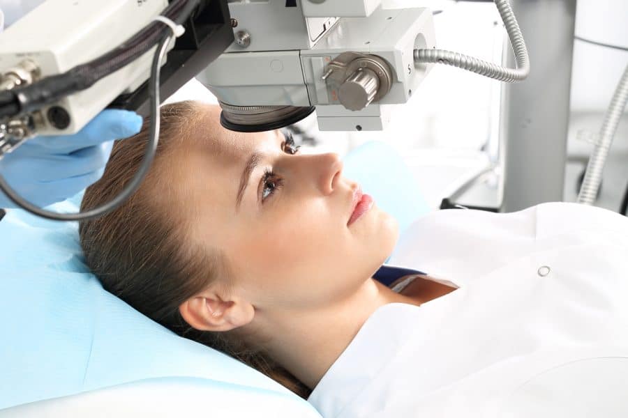 A patient in the operating room during lasik eye surgery