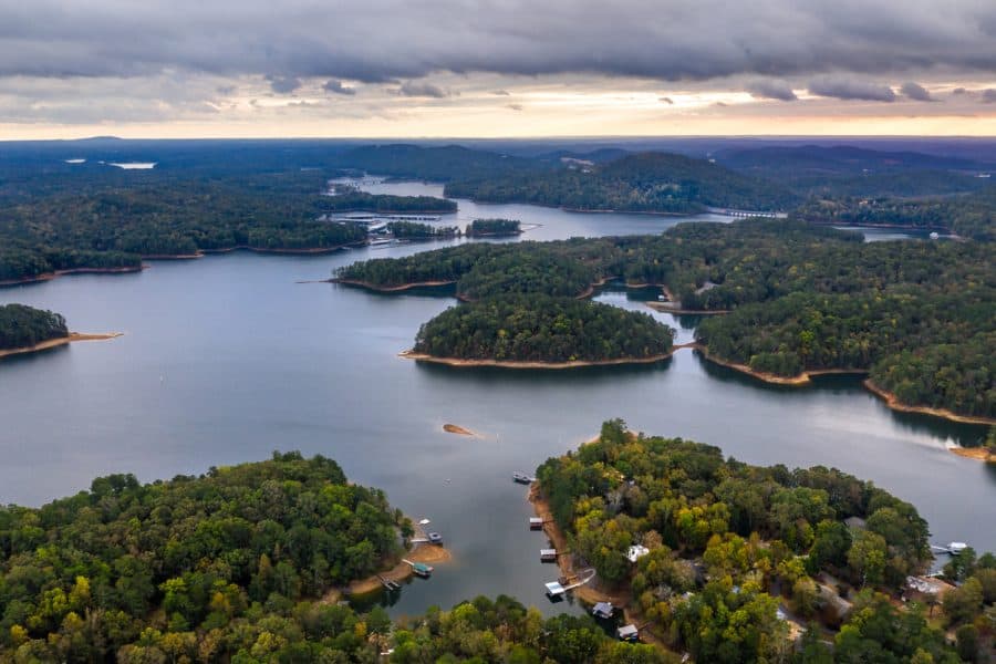 Aerial view of Lake Allatoona just after sunset.jpg