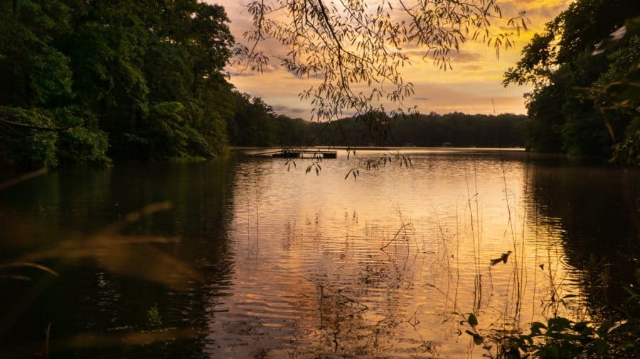 Warm sunset on Lake Hartwell in Georgia