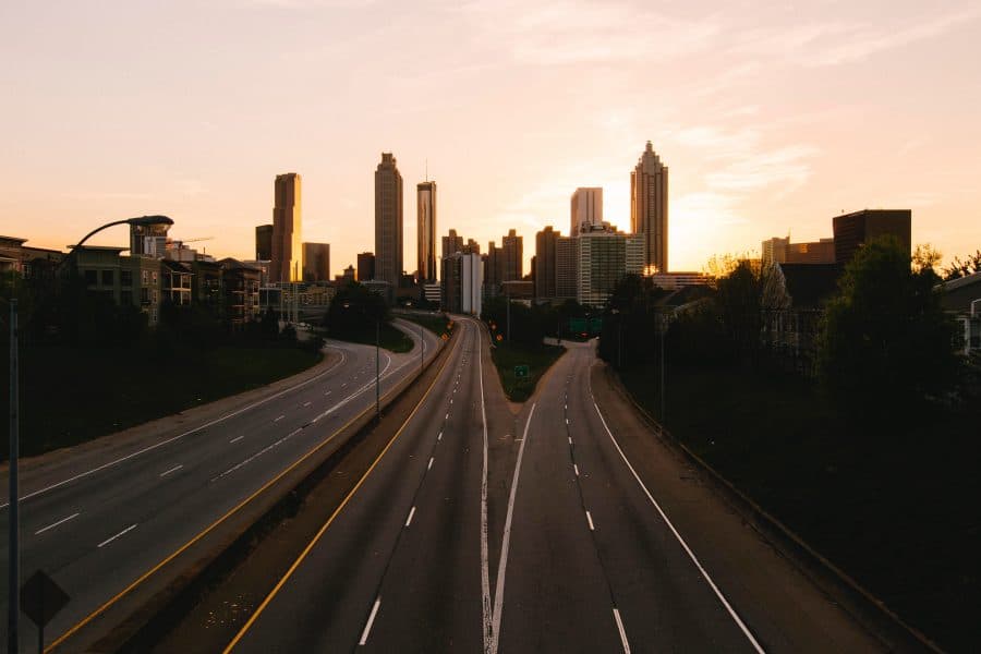 atlanta skyline at sunset