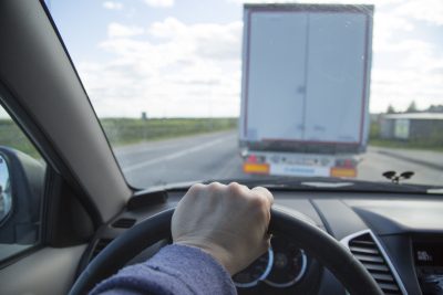 Driving a car on the freeway