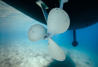Ship propeller underwater