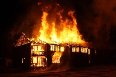 house burning down in the night