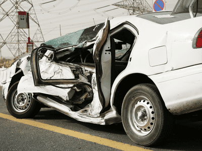 crushed car after an accident