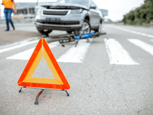 car accident warning cone