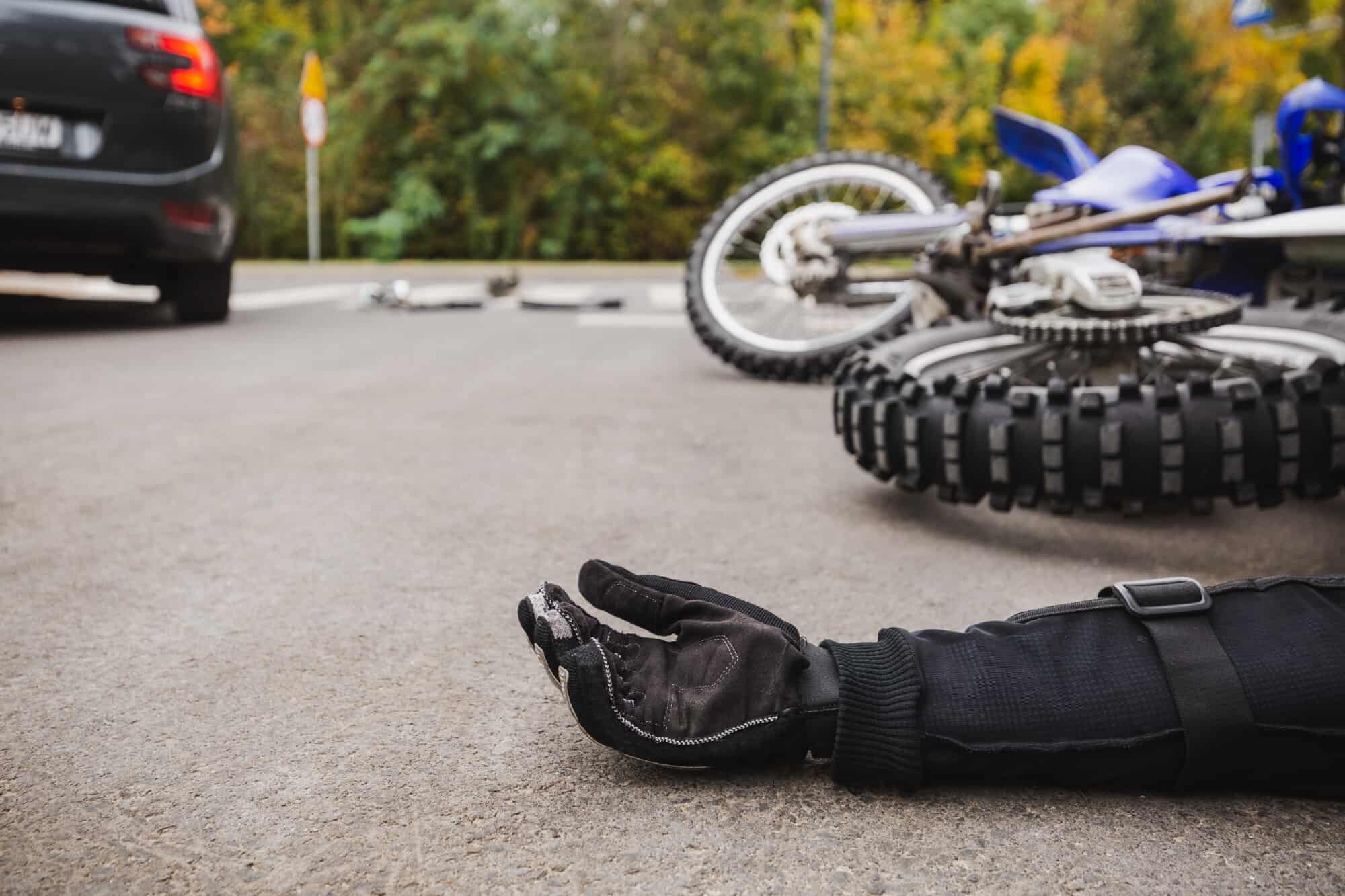 Man on the street After motorcycle accident