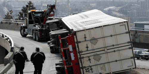Accident scene involving a driver's blind spot