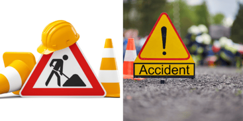 Construction accident injuries from an accident while a road was being worked on