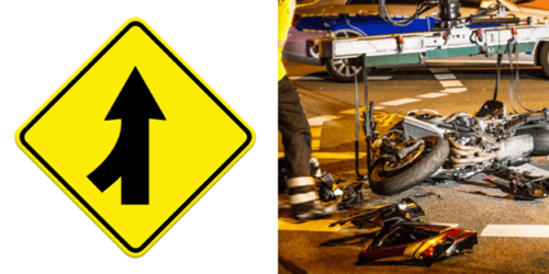 Moment when car and motorcycle accident happen