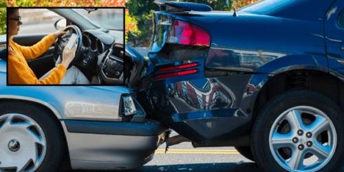 Rear end accident caused by a distracted driver