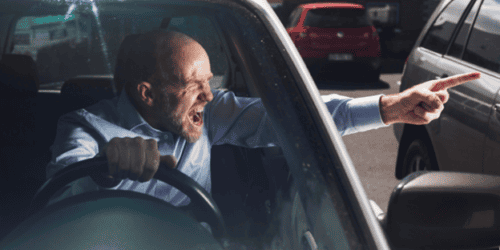 Violent behavior and aggressive manner from driver of vehicles involved in accident