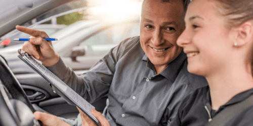 New driver doing driver's ed with national safety council instructor