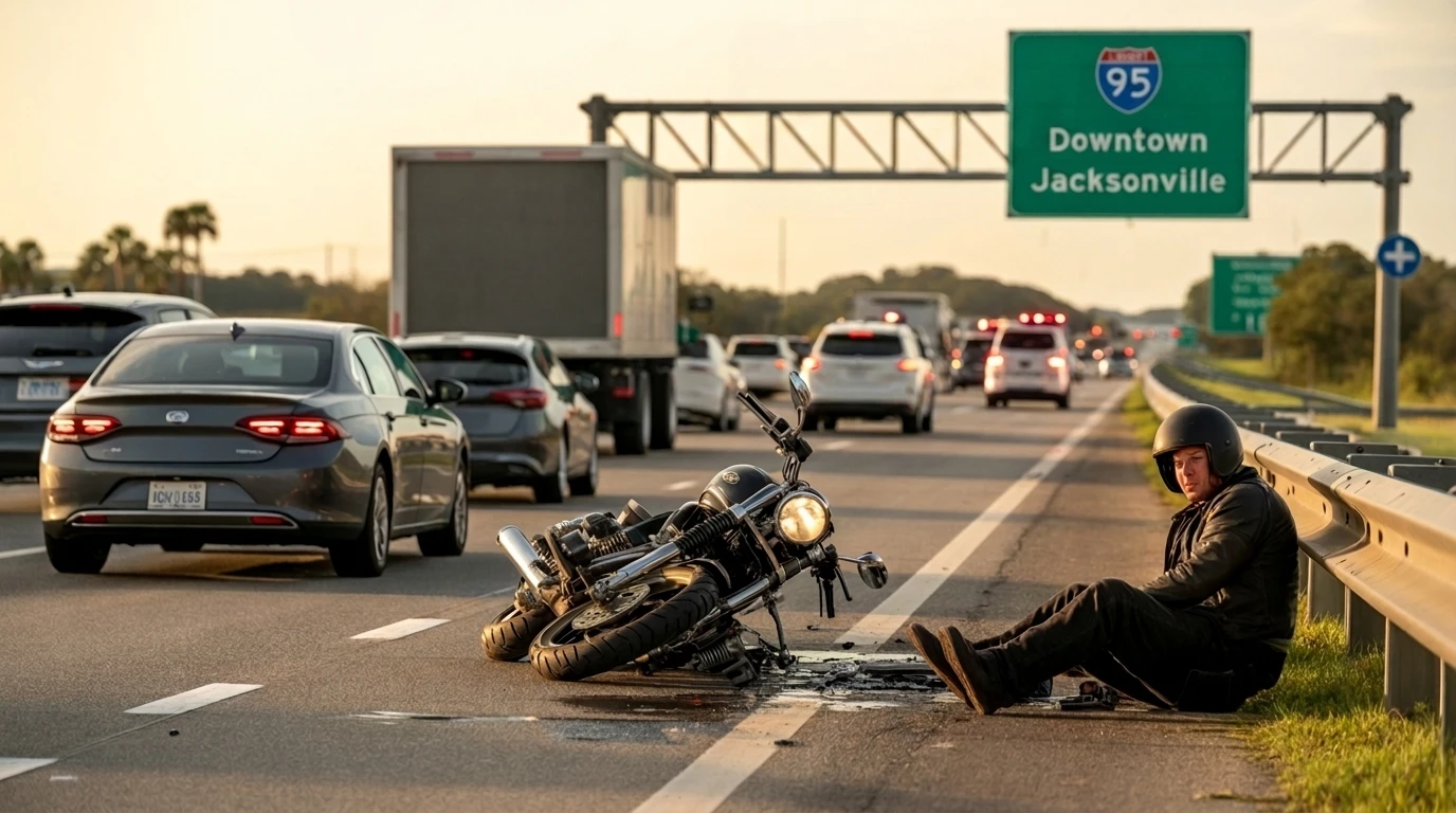 Personal injury victims on the side of the road after a motorcycle accident with distracted drivers